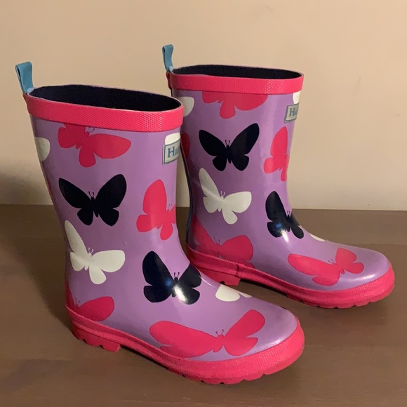 Hatley Pink “Butterfly” Boots - Girl’s Size 2 - Picture 4 of 8